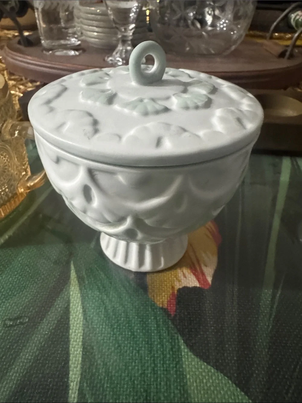 Anthropologie trinket Box ceramic Lidded Decorative Classic Home Accents